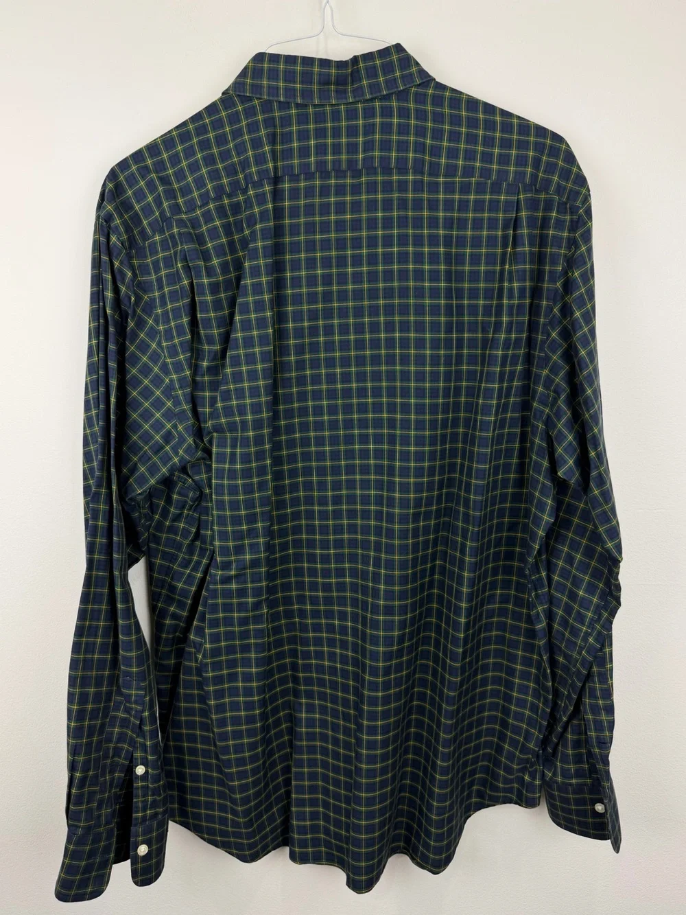 Polo Ralph Lauren Men’s XL 120s Twill Navy Green Yellow Plaid Shirt